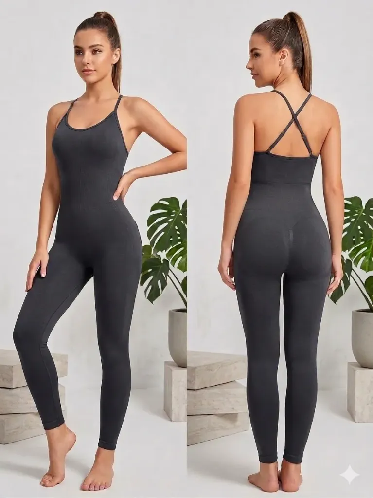 Enterizo deportivo ajustado (Negro)