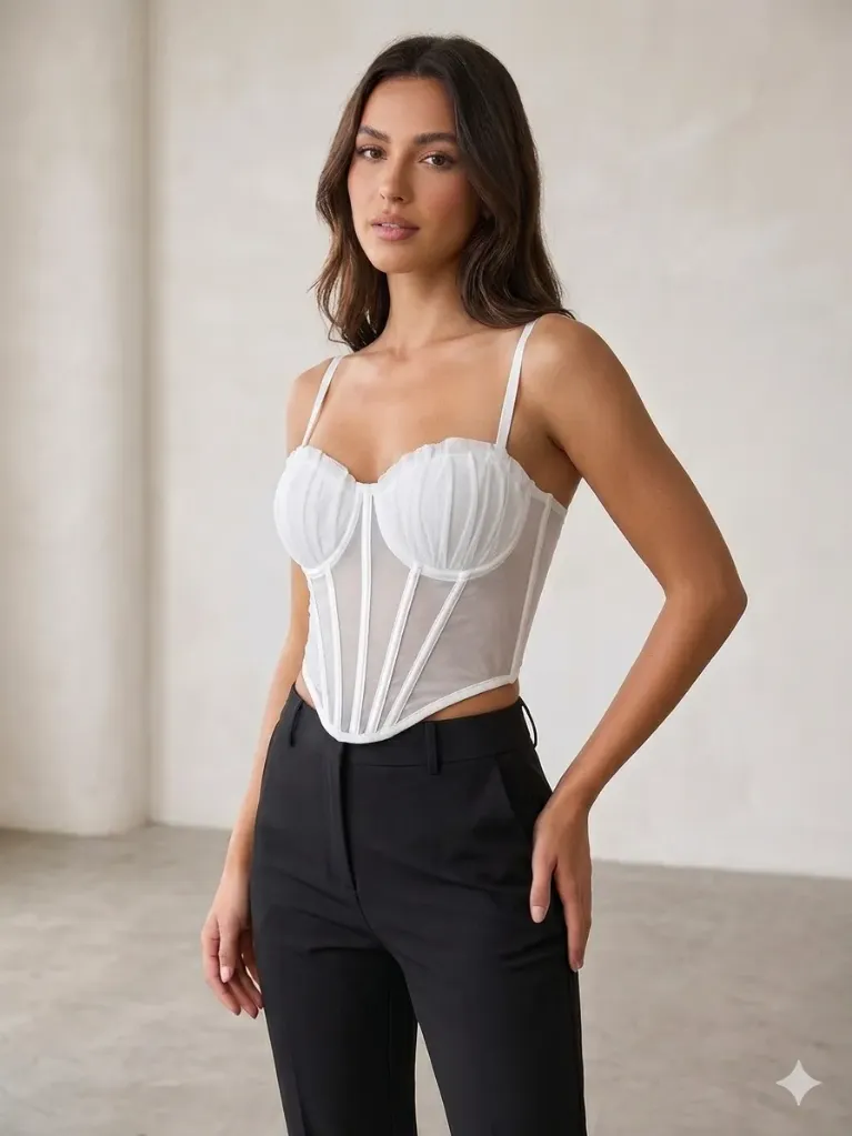 Corset de concha con broches traseros