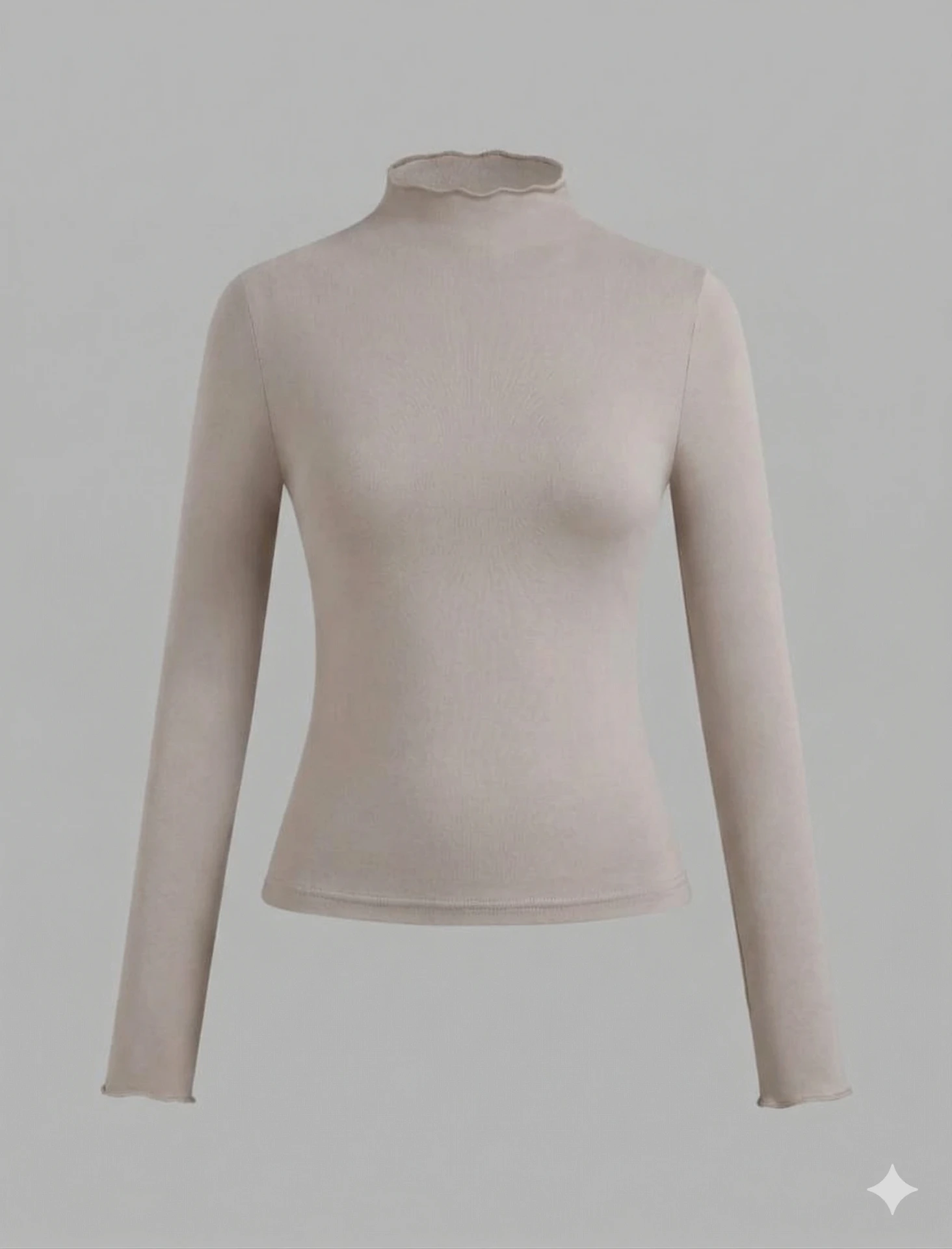 Enguatada color entero con cuello alto arrugado (Beige)