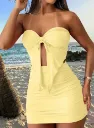 Set de playa ajustado corto top de picos y falda