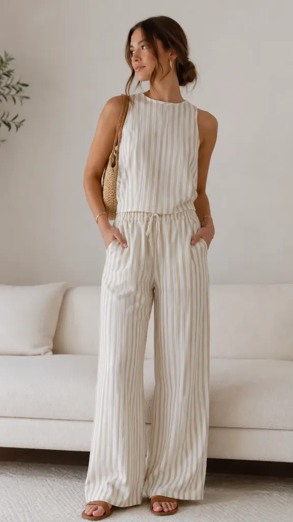 Set de 2 piezas pantaloneta y blusa de rayas