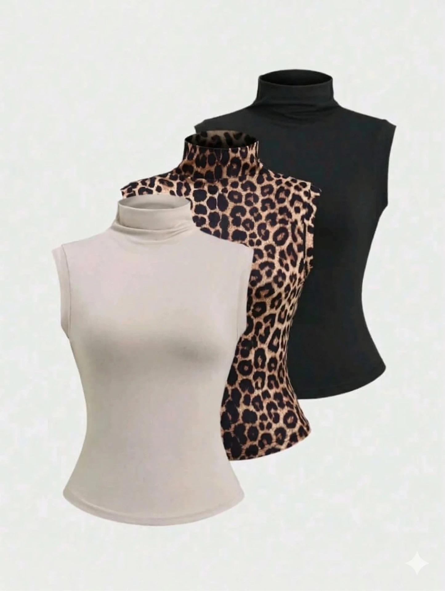 Blusas sin mangas con cuello alto (Chico (S), Negro)