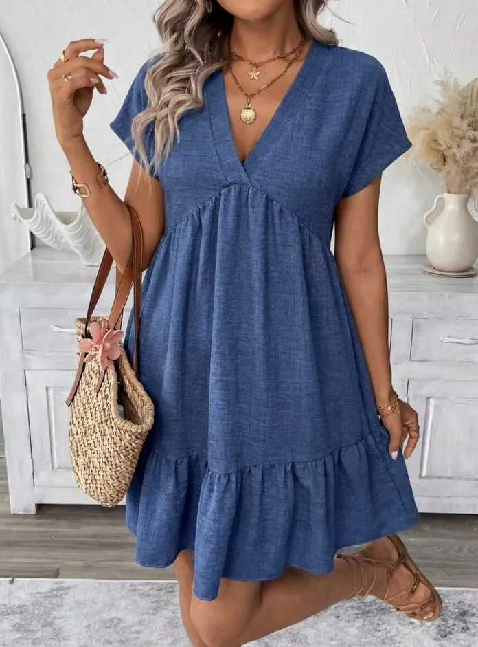 Vestido de verano corto con Cuello V