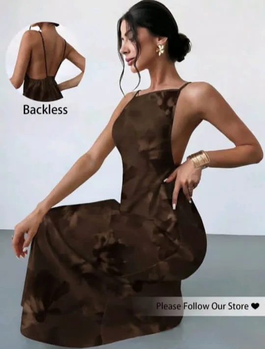Vestido marrón de tirantes leopardo