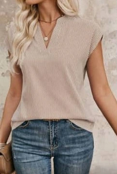 Blusa suelta cuelo V Beige