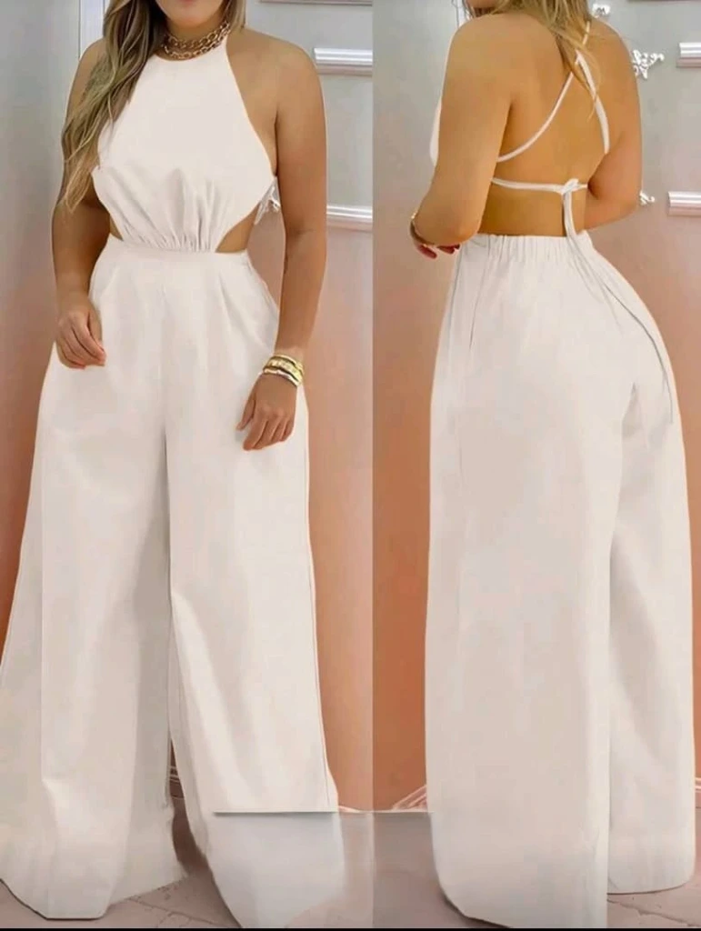 Enterizo de vestir con espalda descubierta Blanco Hueso