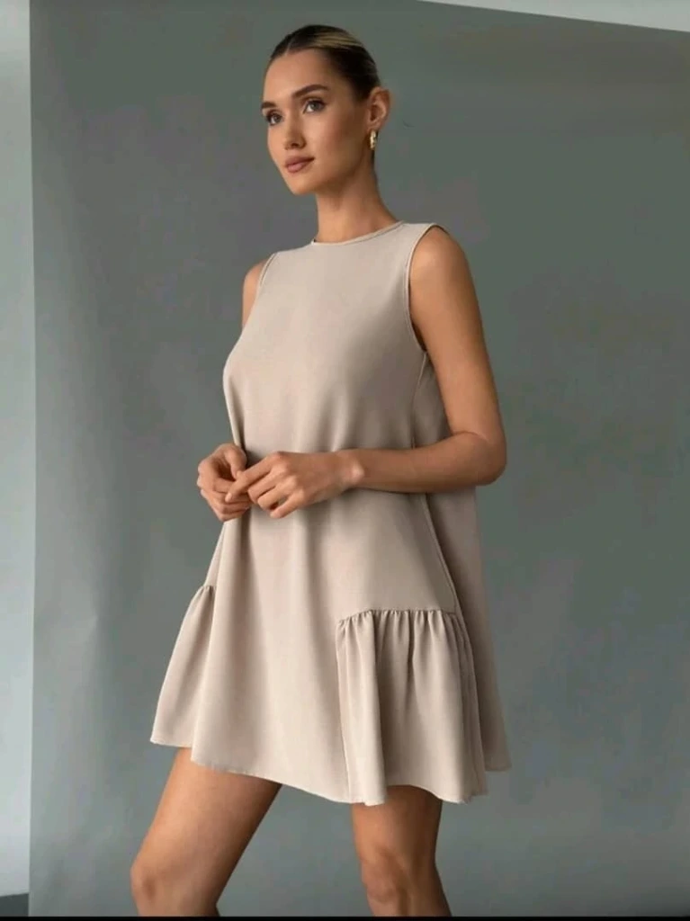 Vestido ancho Beige