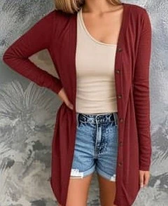 Abrigo sobretodo con botones Rojo