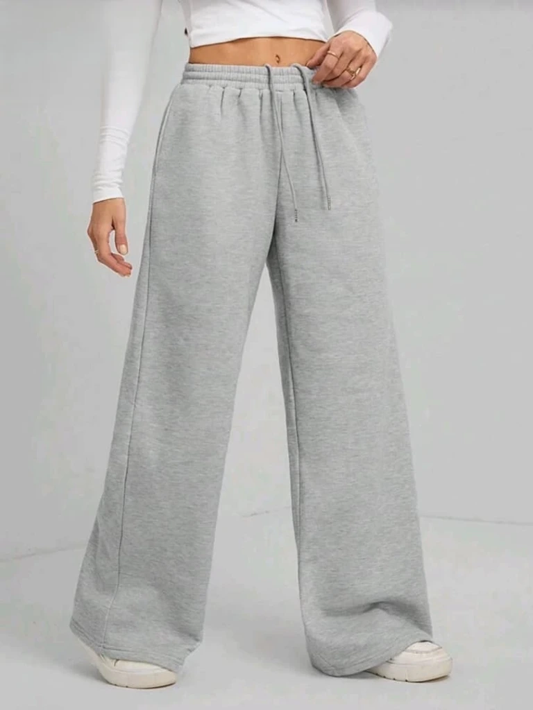 Pantalón joguer de mujer con pierna ancha Gris (Mediano (M))