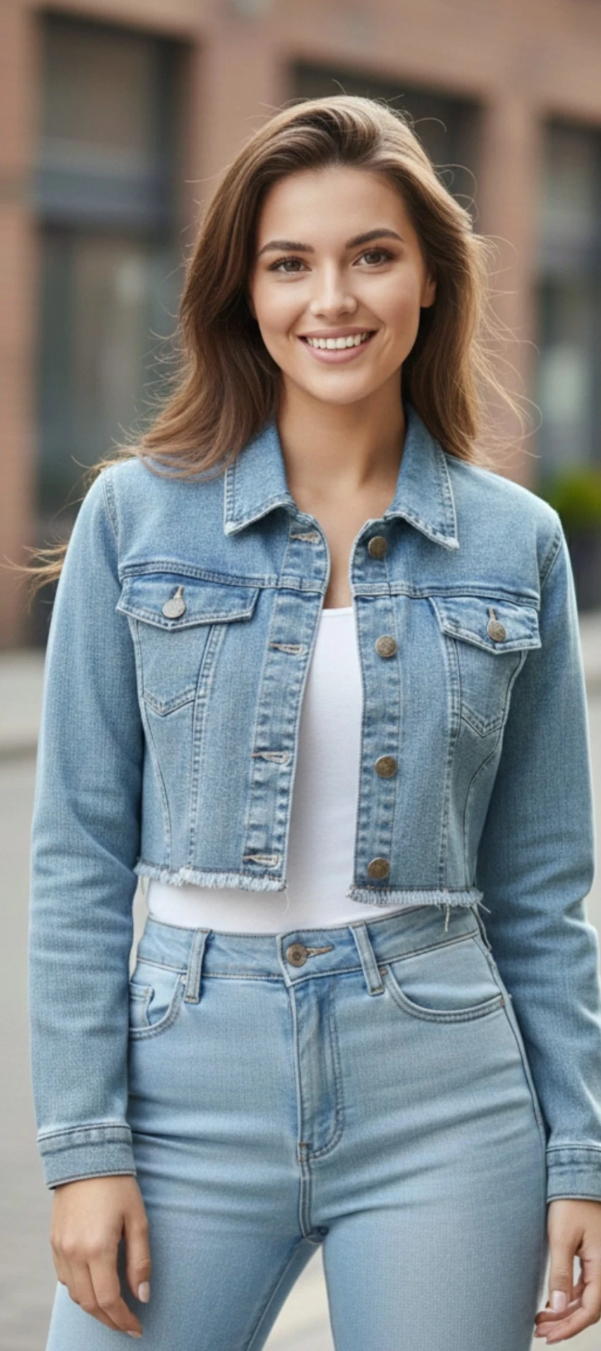 Chaqueta de mezclilla corta Azul