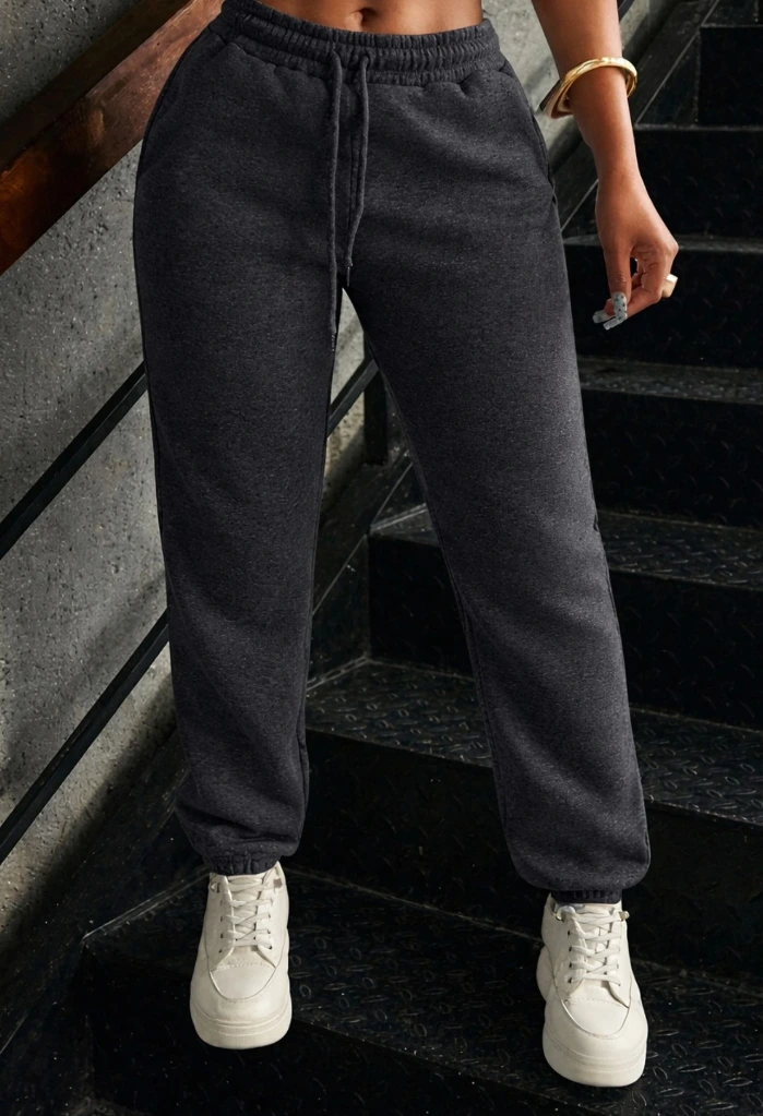 Pantalón joguer de mujer con puño (Negro)