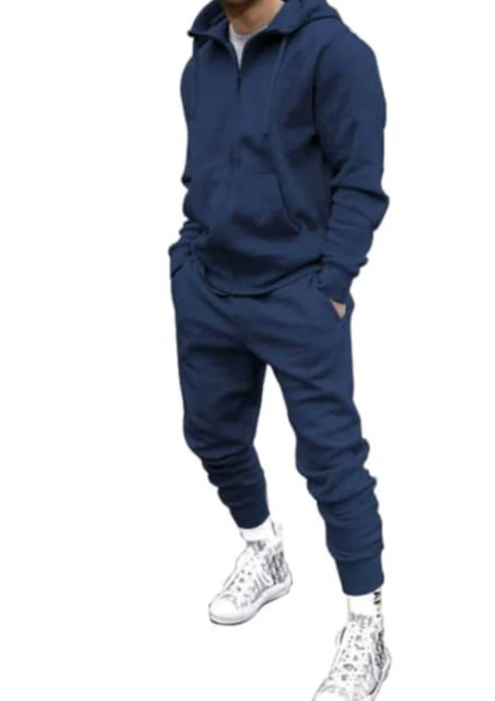 Set de abrigo y pantalón joguer de puño de Hombre con Cierre (Negro)