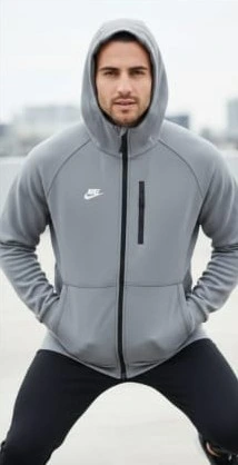 Abrigo deportivo con capucha y cierre de Hombre (Negro)