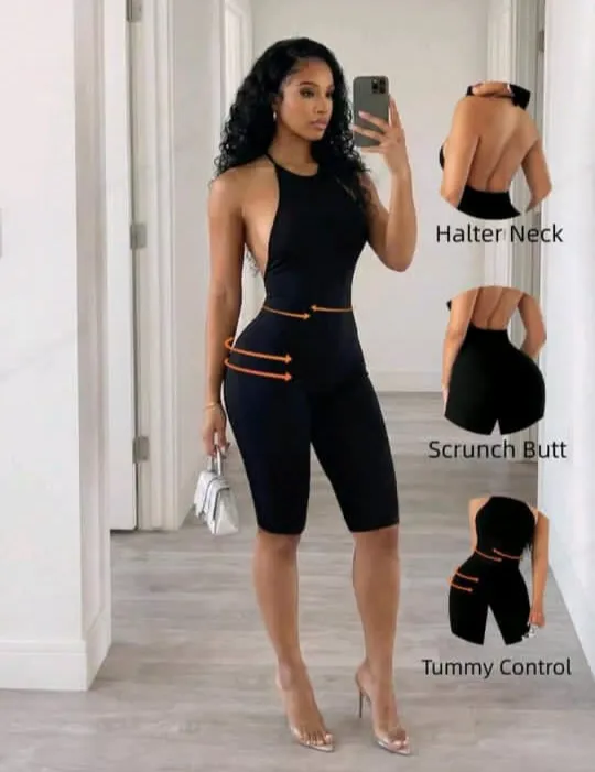 Mono de cuello halter punto sin costuras