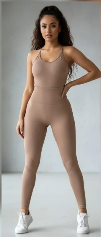 Enterizo deportivo ajustado Beige