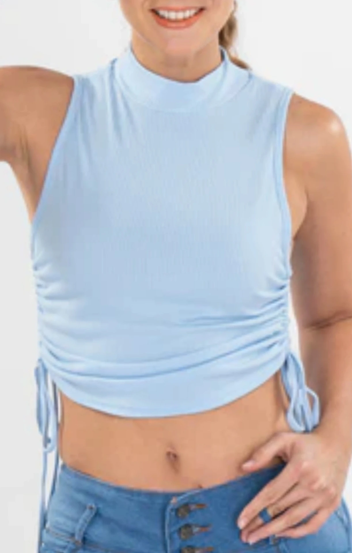 Top corto con cordones laterales Azul