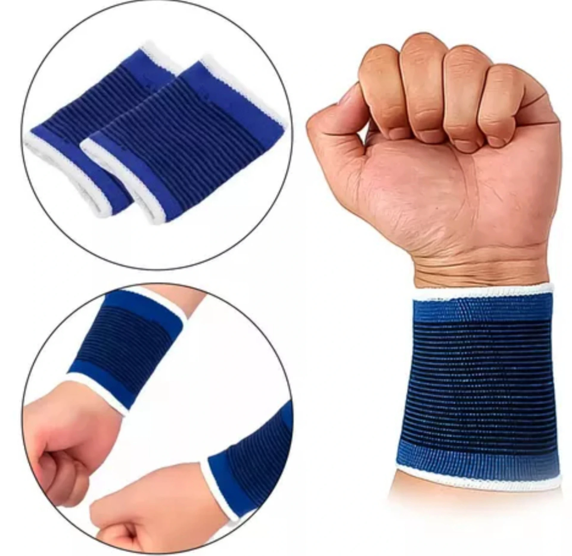 Muñequeas elásticas sin enganche para dedos color Azul