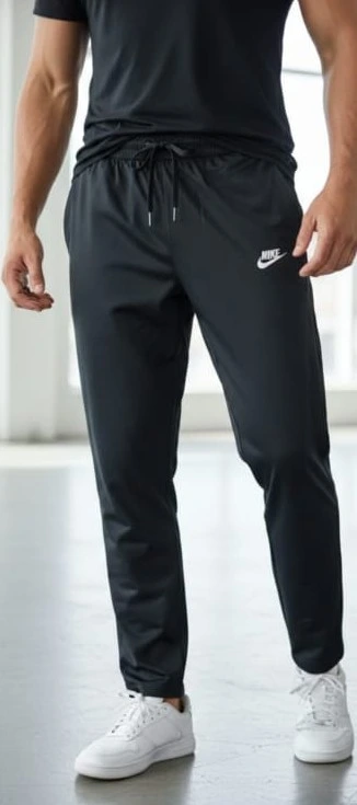 Pantalón deportivo de nylon para hombre negro