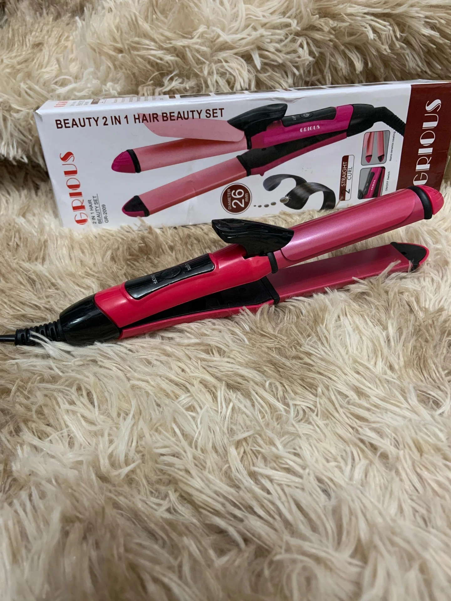 Plancha de cabello con tenaza rizadora