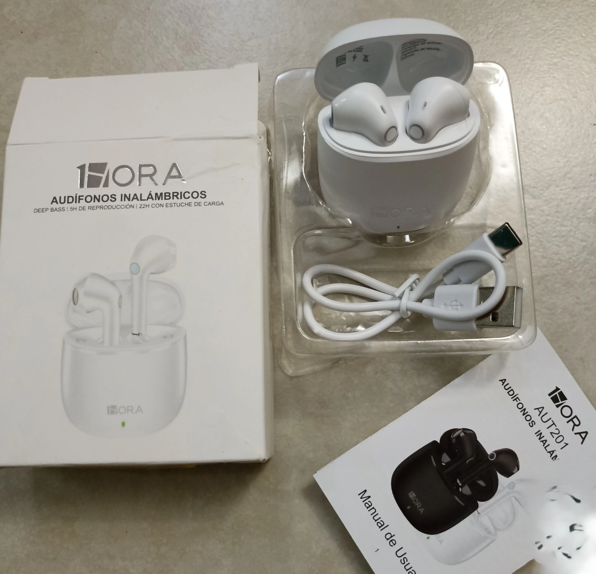 Audífonos 1Hora inalámbricos Blancos