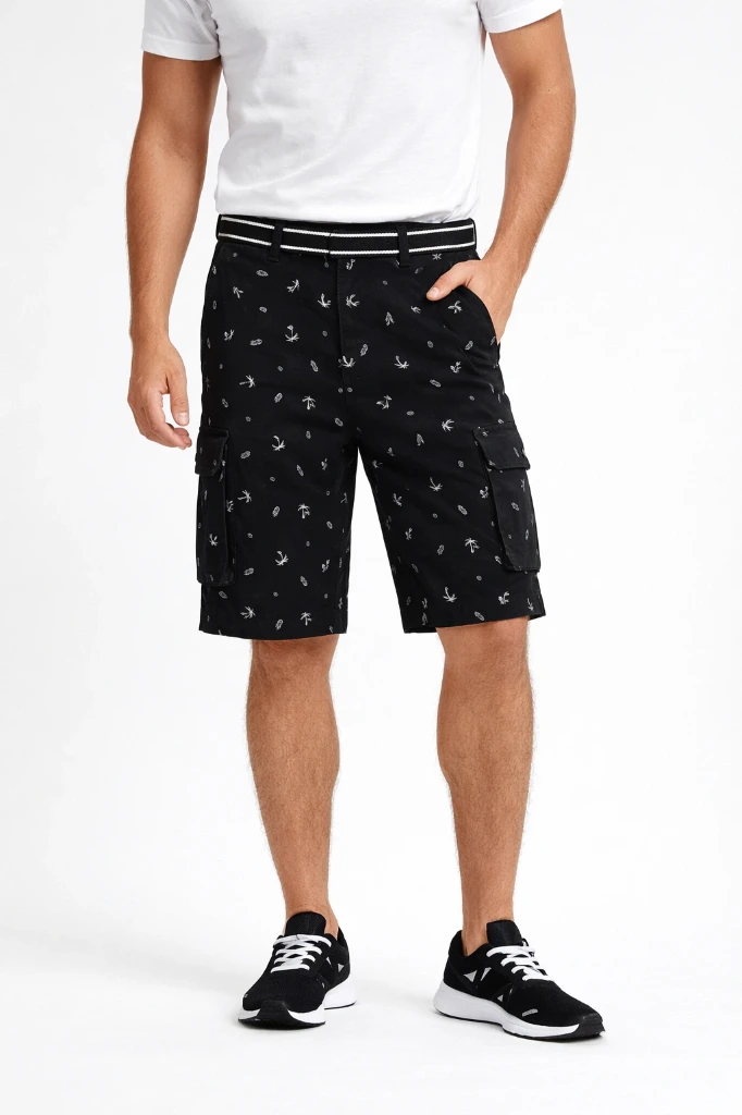 Short de hombre Negro con estampado marinero
