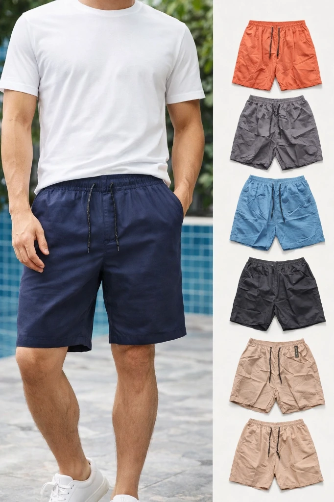 Short de nylon de hombre (Negro)