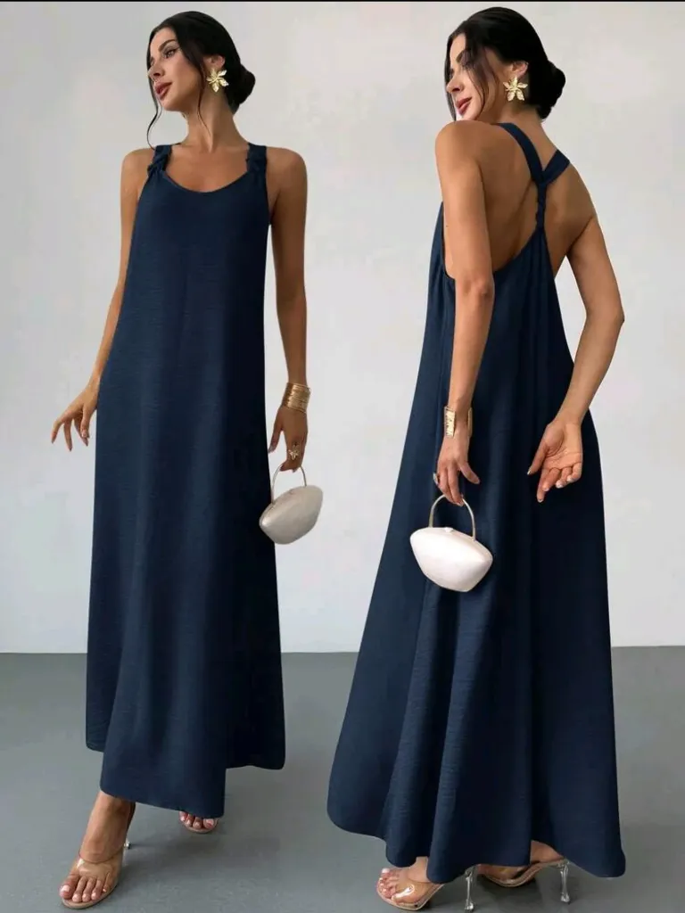 Vestido largo Azul Marino de tirantes
