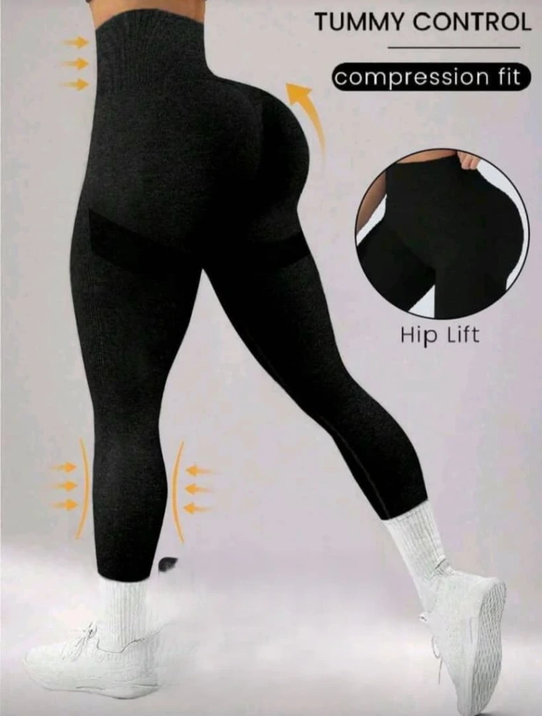 Licra deportiva push up (Grande (L), Negro)