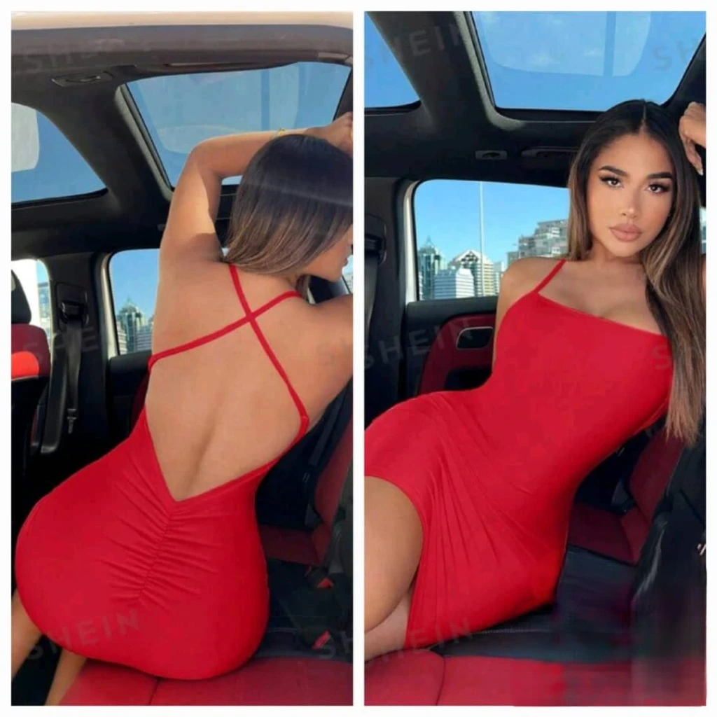 Vestido ajustado espalda fuera Rojo