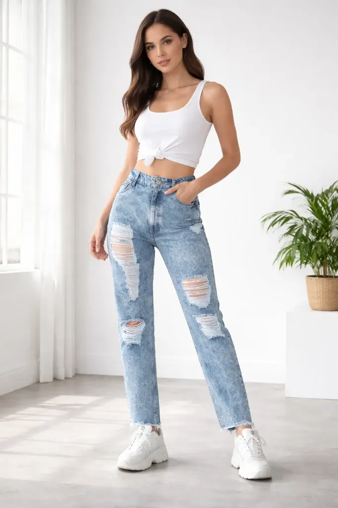 Pantalón estilo mom de mujer