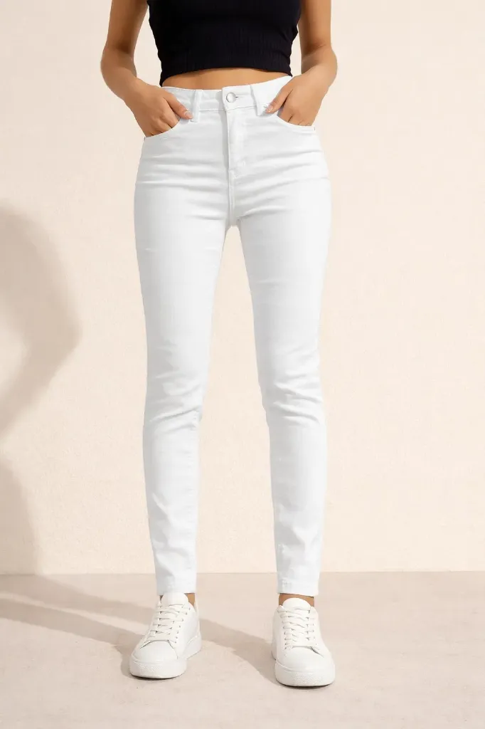 Pantalón de mezclilla de mujer ajustado (Negro, Grande (L))