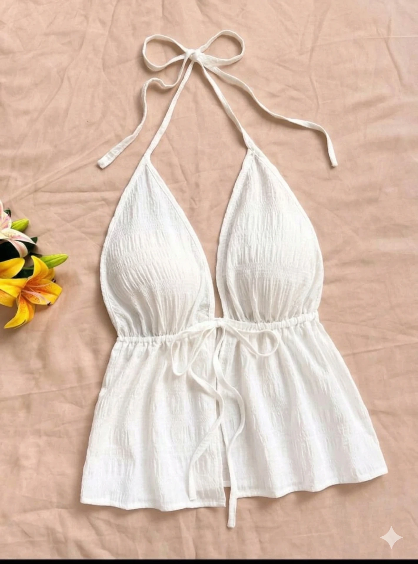 Top abierto alante de tirantes color entero