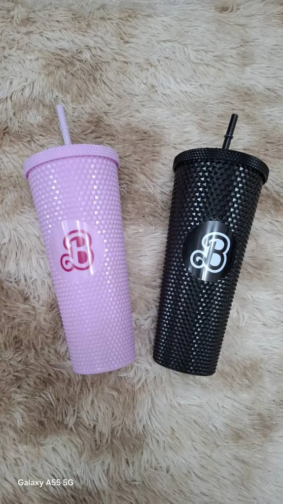 Vaso plástico Barbie con absorbente (Negro)