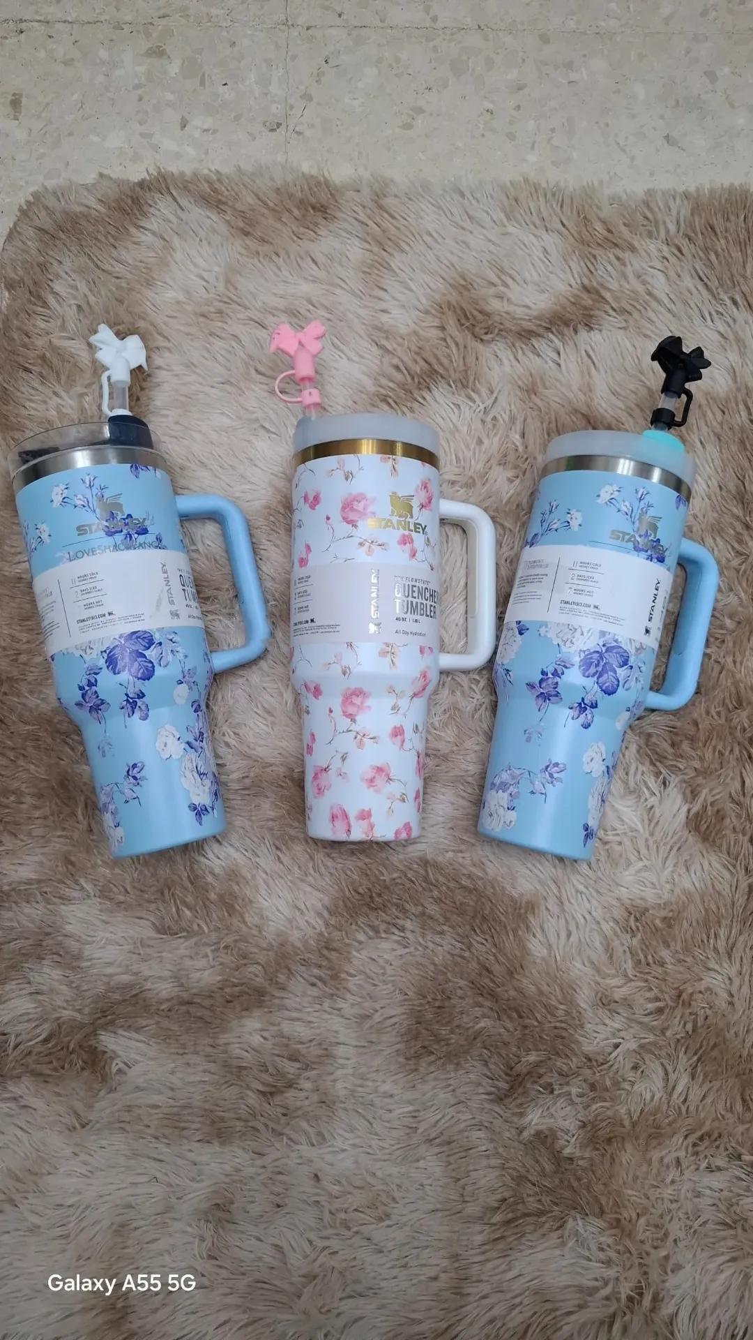 Jarras térmicas Stanley 40oz floreadas (Azul)