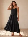 Vestido largo de tirantes con costuras asimétricas